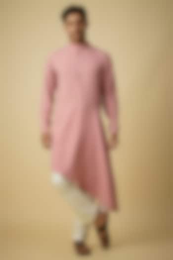 Salmon Pink Crepe Kurta Set by SAHIL ANEJA