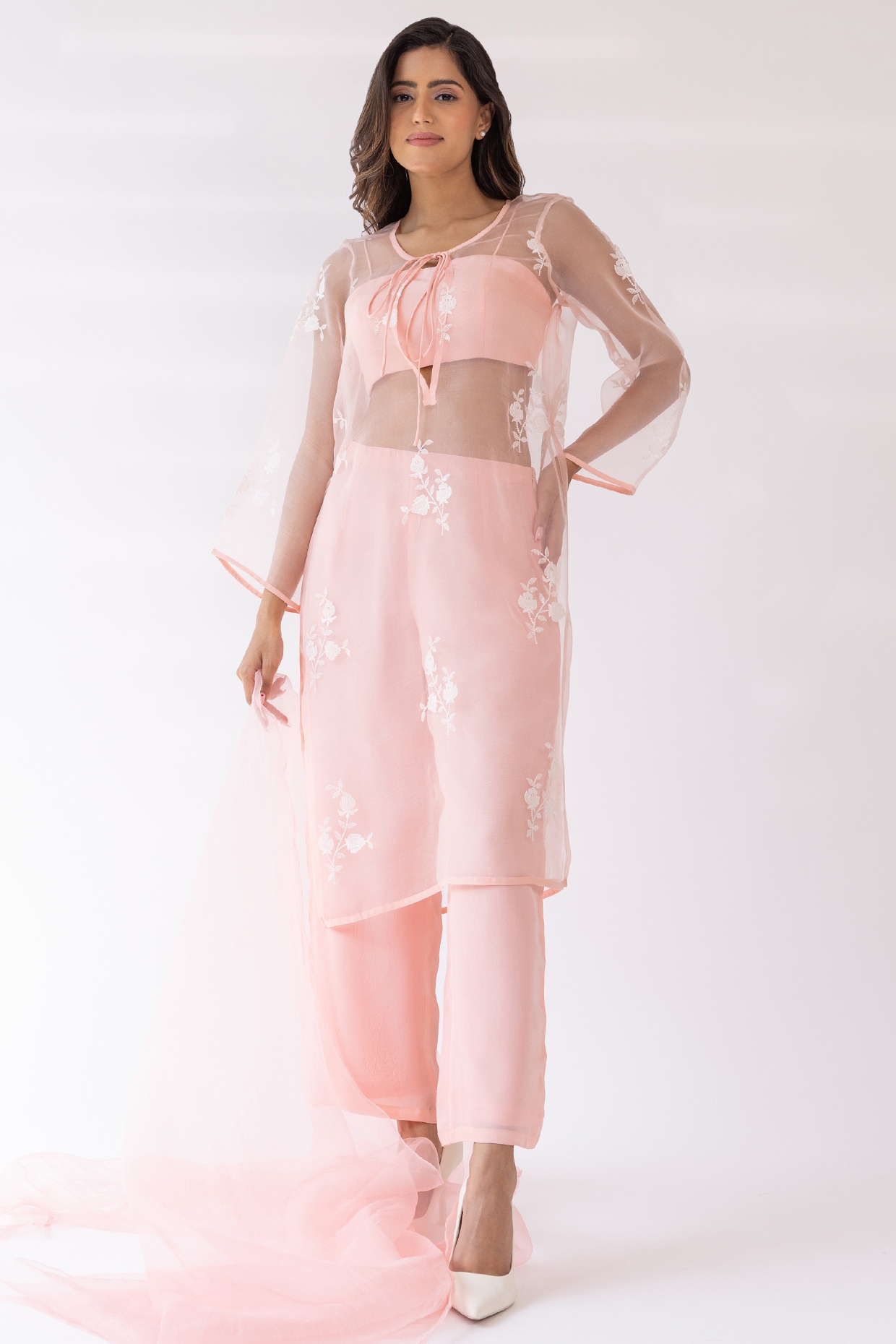 Buy Peach Khadi Kurti With Cigarette Pant Online - LKV0027 | Andaaz Fashion