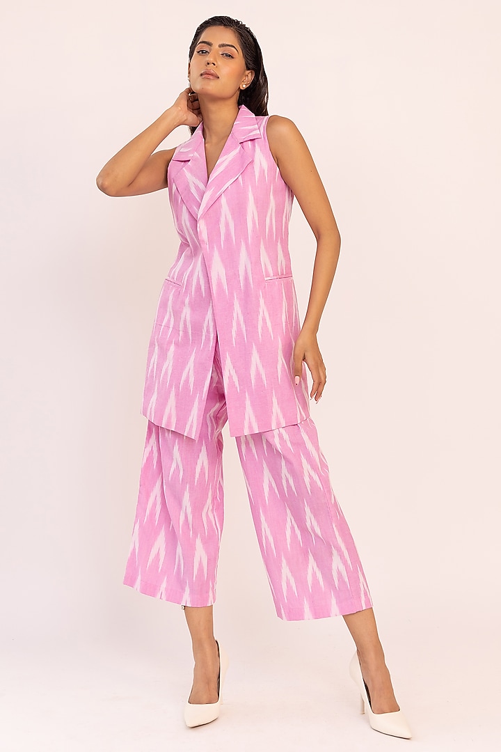 Baby Pink Cotton Jacket Set by Shaakha at Pernia's Pop Up Shop