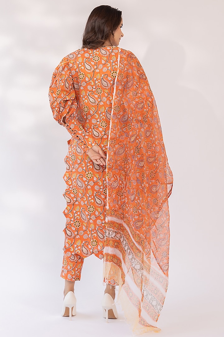 Rust Orange Cotton Kurta Set by Shaakha at Pernia's Pop Up Shop
