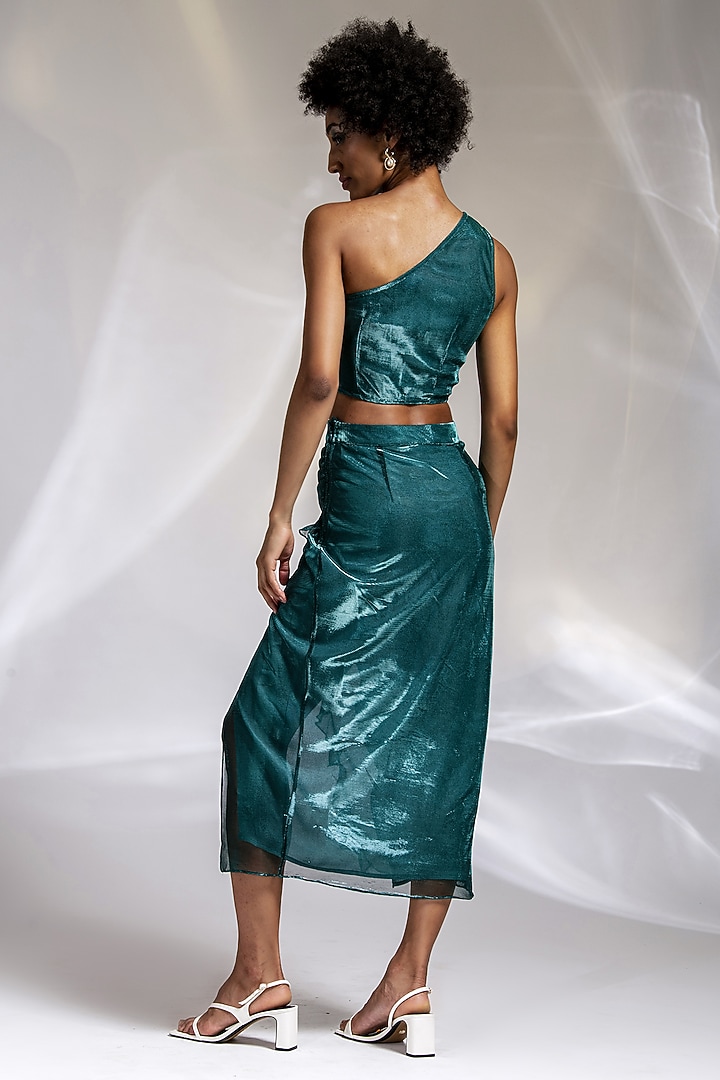 Green Polyester Midi Skirt by Shaalate at Pernia's Pop Up Shop