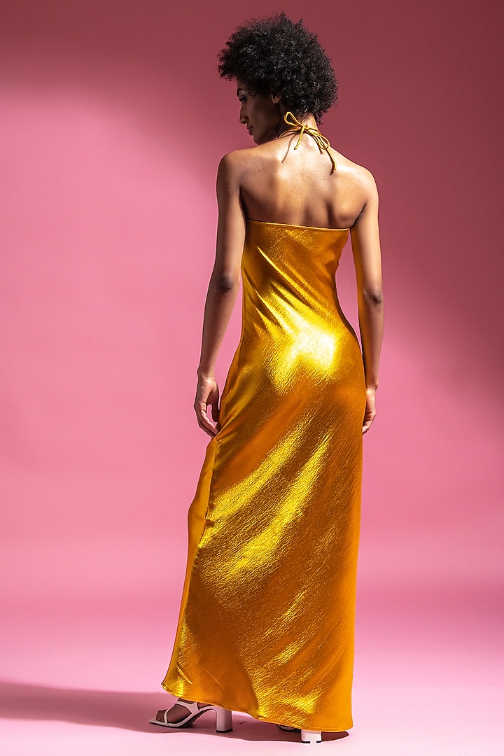 Yellow Polyester Maxi Summer Dress by Shaalate at Pernia's Pop Up Shop