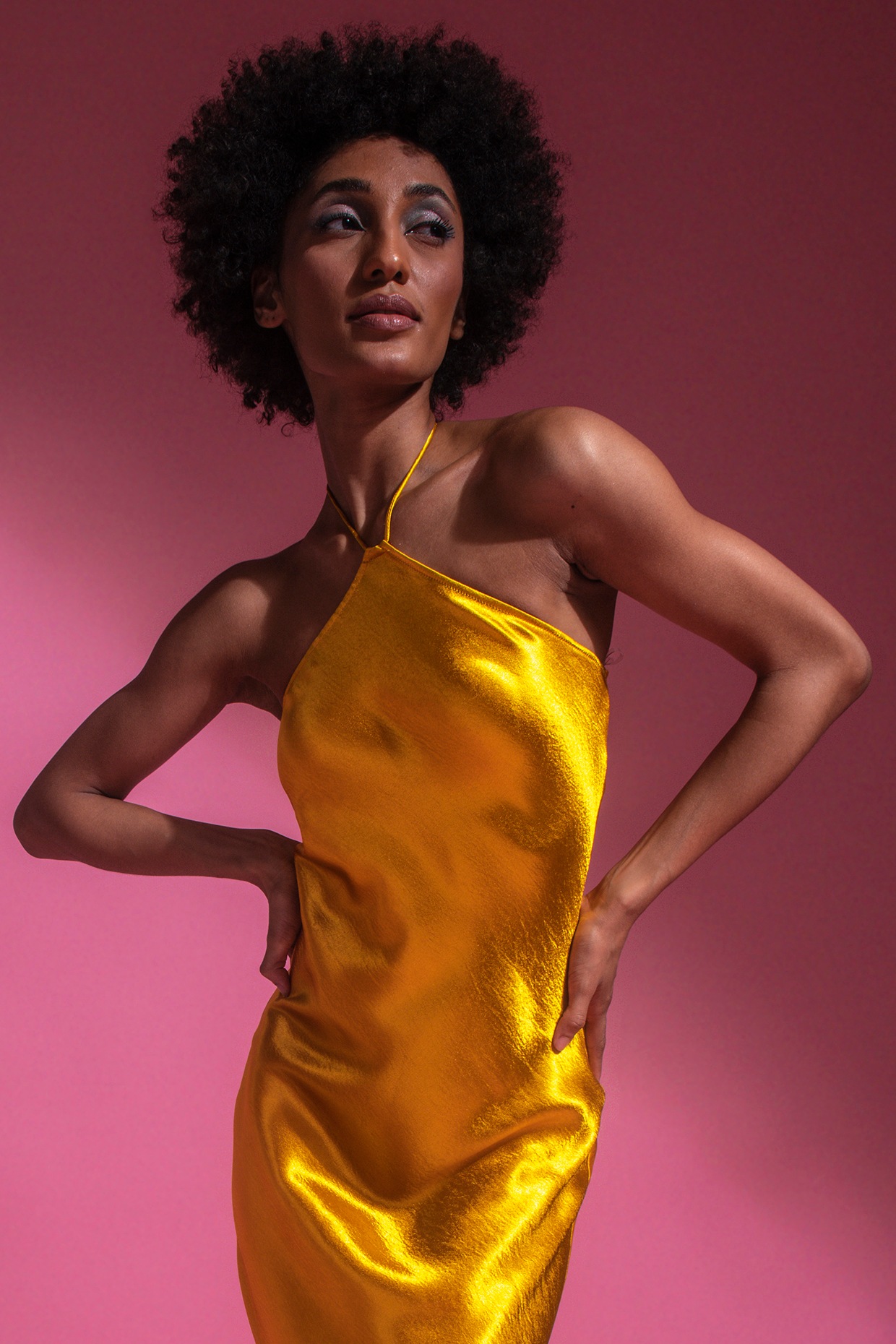 Yellow Polyester Dress