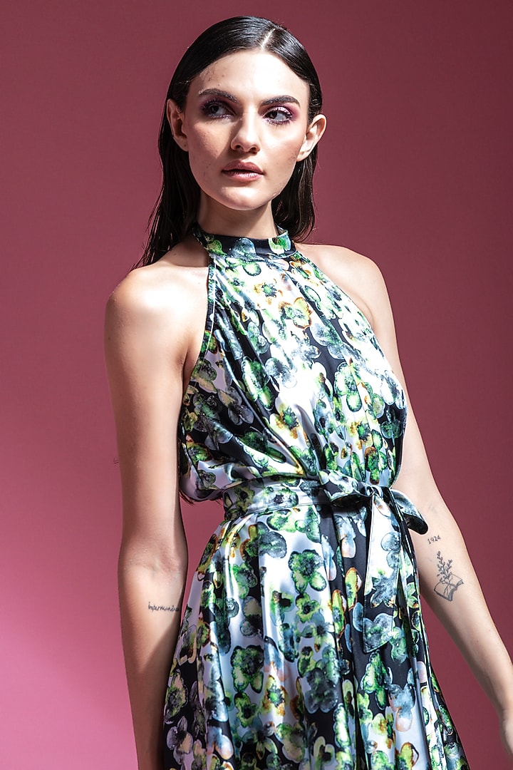 Multi-Colored Polyester & Satin A-Line Mini Summer Dress by Shaalate at Pernia's Pop Up Shop