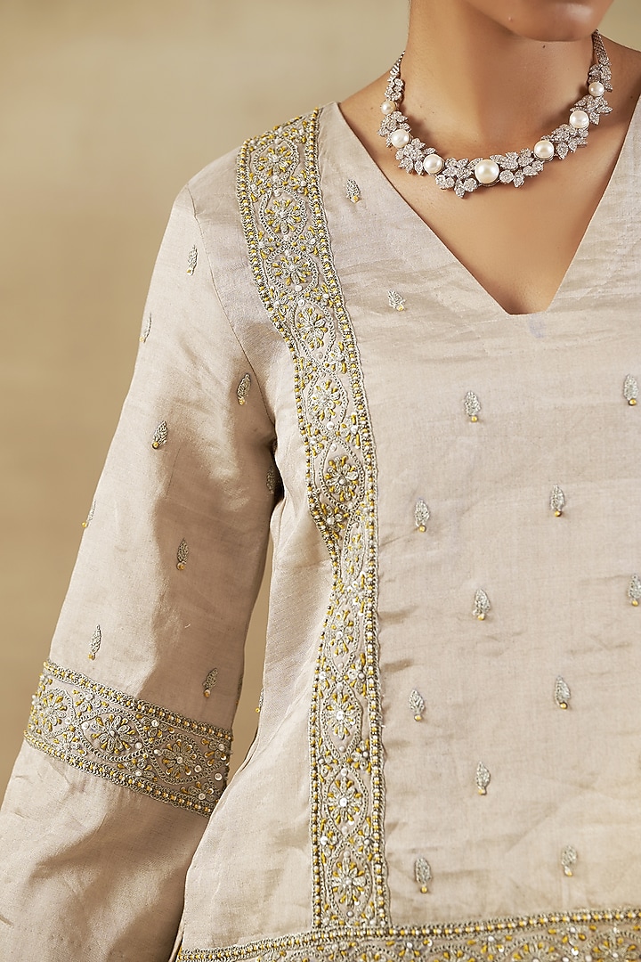 Yellow Tissue Bandhani Printed Gharara Set by SHALKII at Pernia's Pop Up Shop