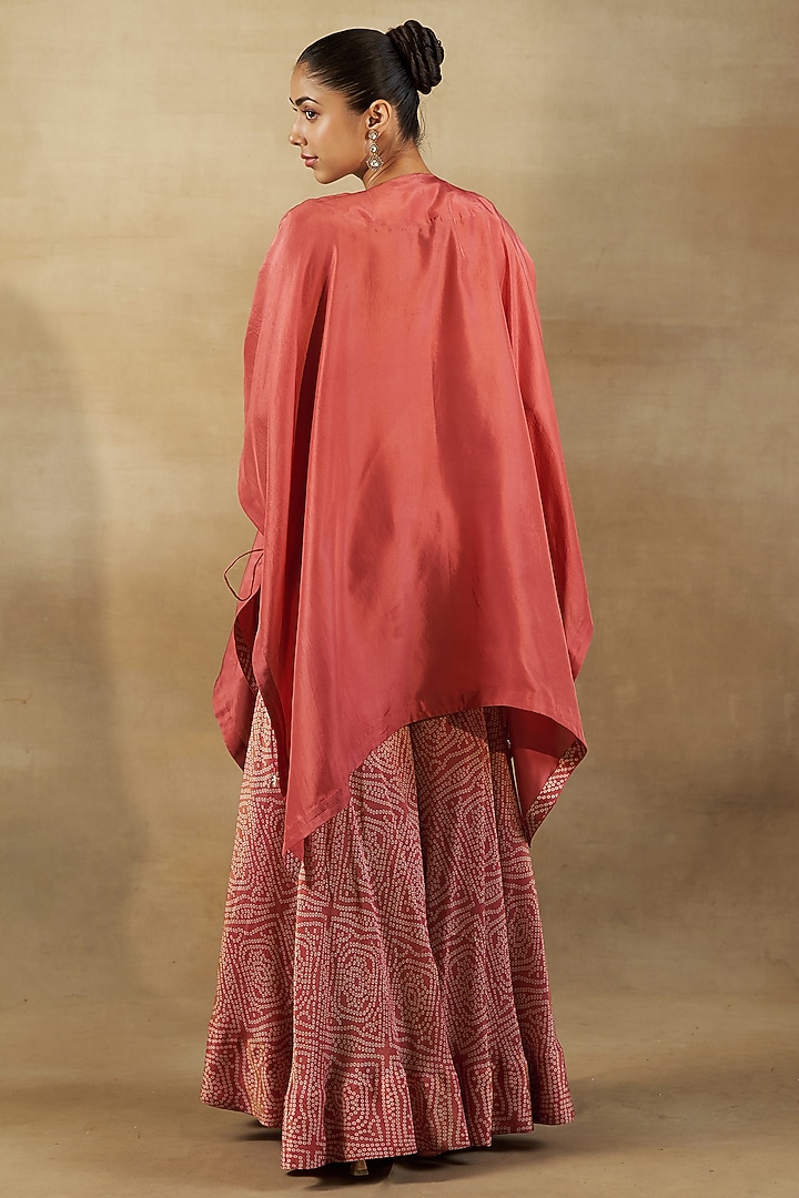 Peach Bandhani Tissue Gharara Set by SHALKII at Pernia's Pop Up Shop