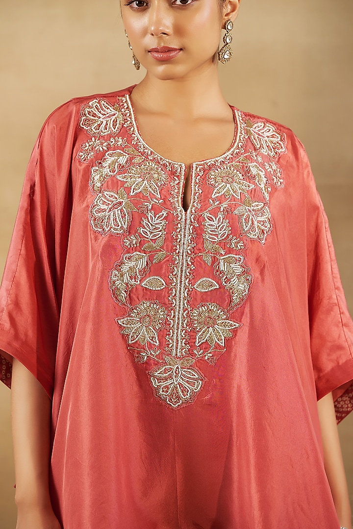 Peach Bandhani Tissue Gharara Set by SHALKII at Pernia's Pop Up Shop