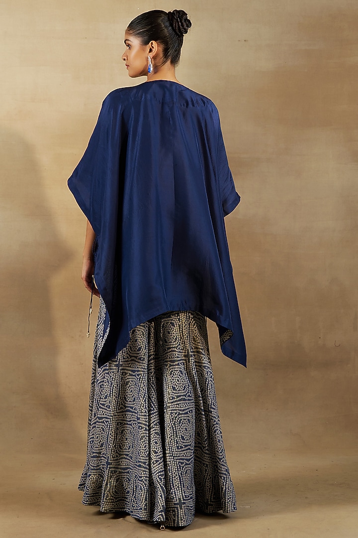 Blue Tissue Bandhani Gharara Set by SHALKII at Pernia's Pop Up Shop