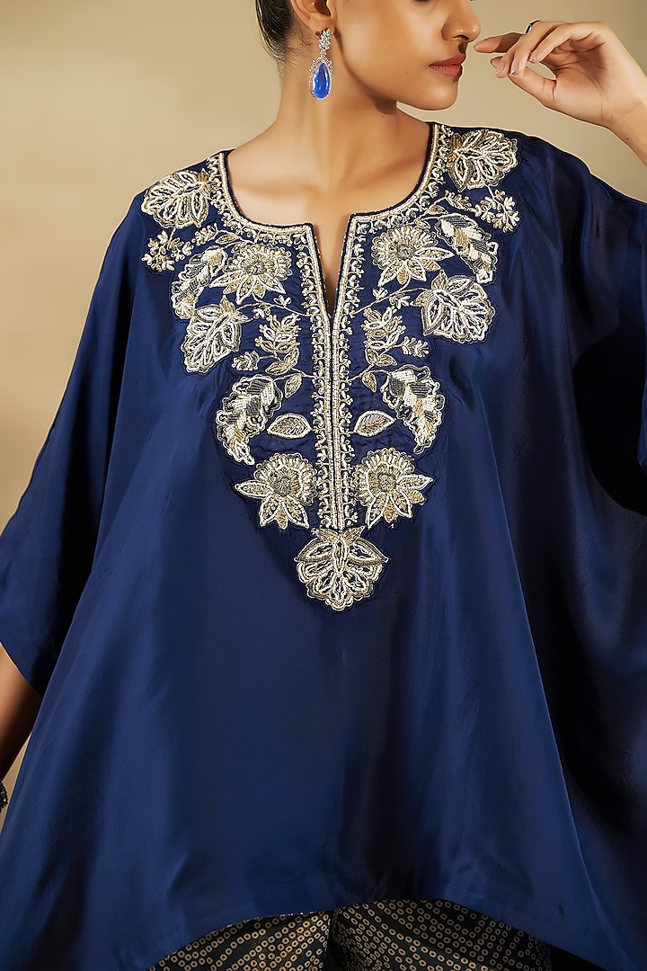 Blue Tissue Bandhani Gharara Set by SHALKII at Pernia's Pop Up Shop