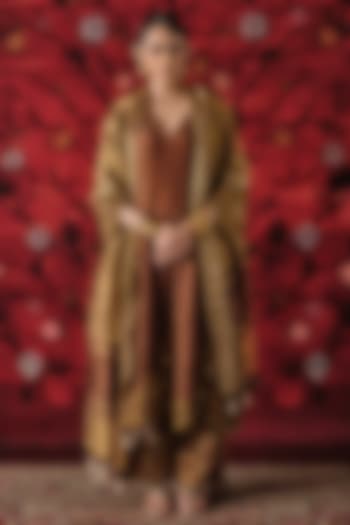 Brown Habutai Silk Sequins Embroidered Kurta Set by SHALKII at Pernia's Pop Up Shop