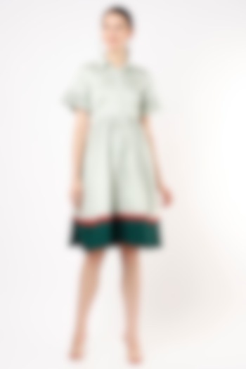Mint Green Cotton Shirt Dress by Shanaya Bajaj at Pernia's Pop Up Shop