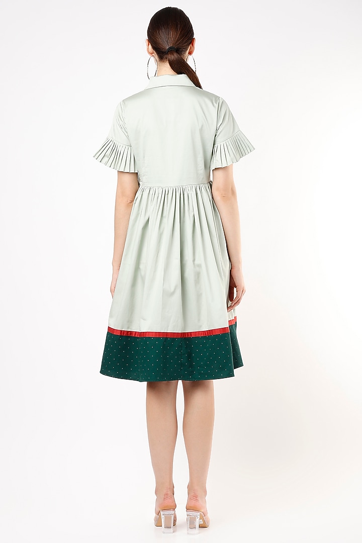 Mint Green Cotton Shirt Dress by Shanaya Bajaj at Pernia's Pop Up Shop