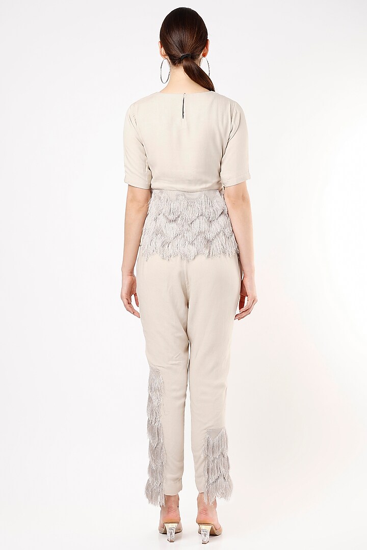 Cream Moss Crepe Co-Ord set by Shanaya Bajaj at Pernia's Pop Up Shop