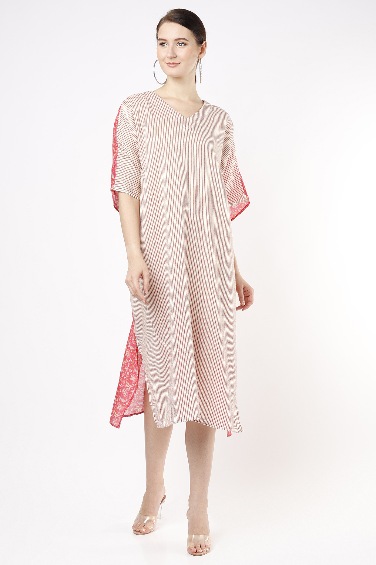 Pink & Cream Printed Kaftan by Shanaya Bajaj