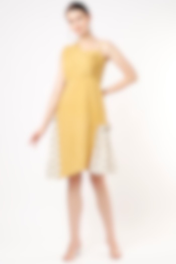 Yellow Pleated Dress by Shanaya Bajaj