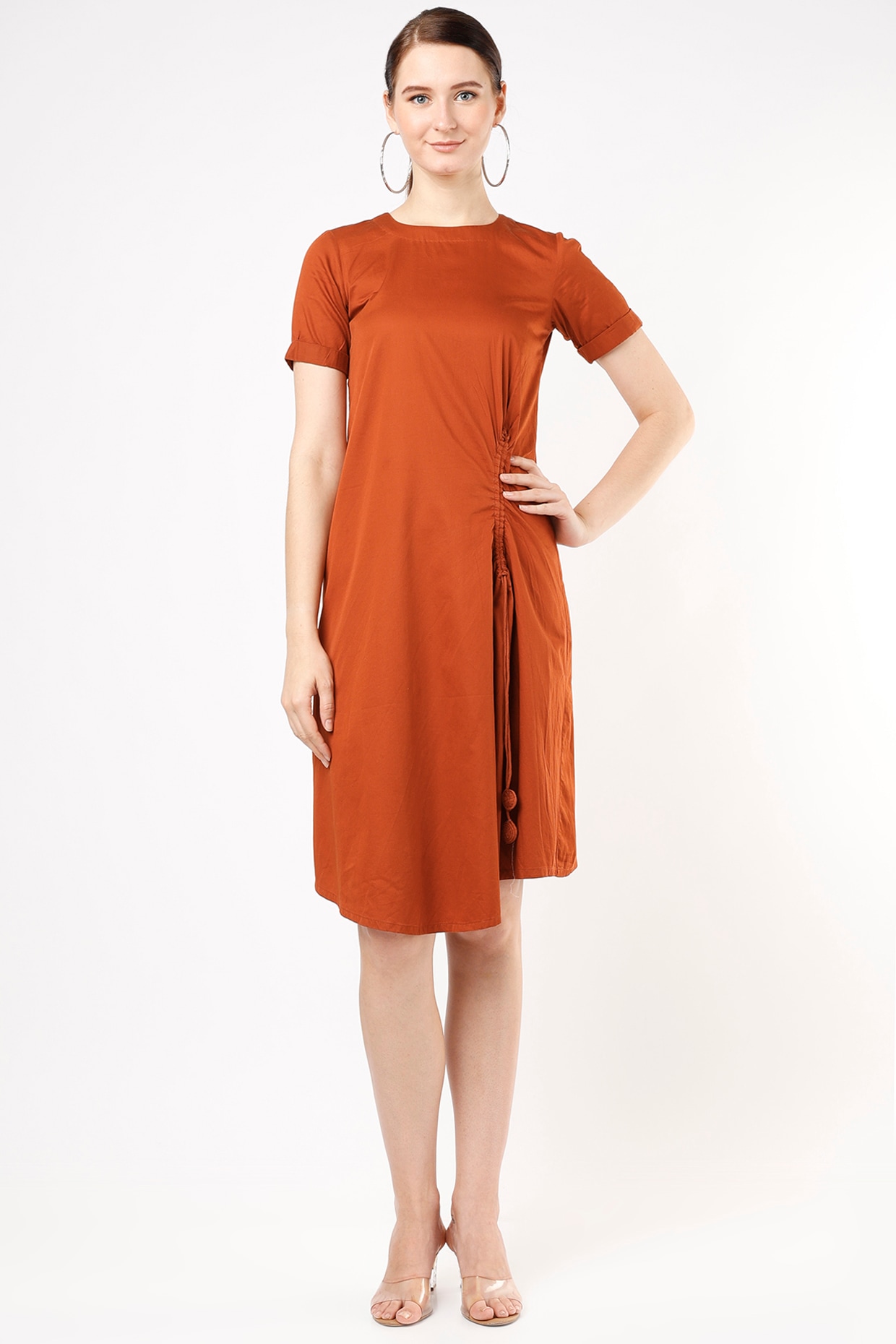 Burnt orange shift dress best sale