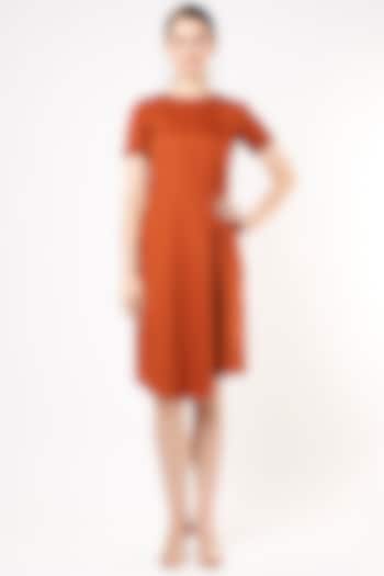 Burnt Orange Shift Dress by Shanaya Bajaj