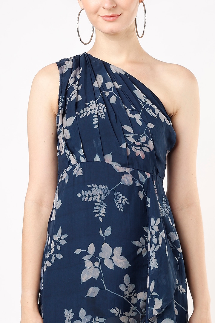 Navy Blue One-Shoulder Summer Dress by Shanaya Bajaj at Pernia's Pop Up Shop