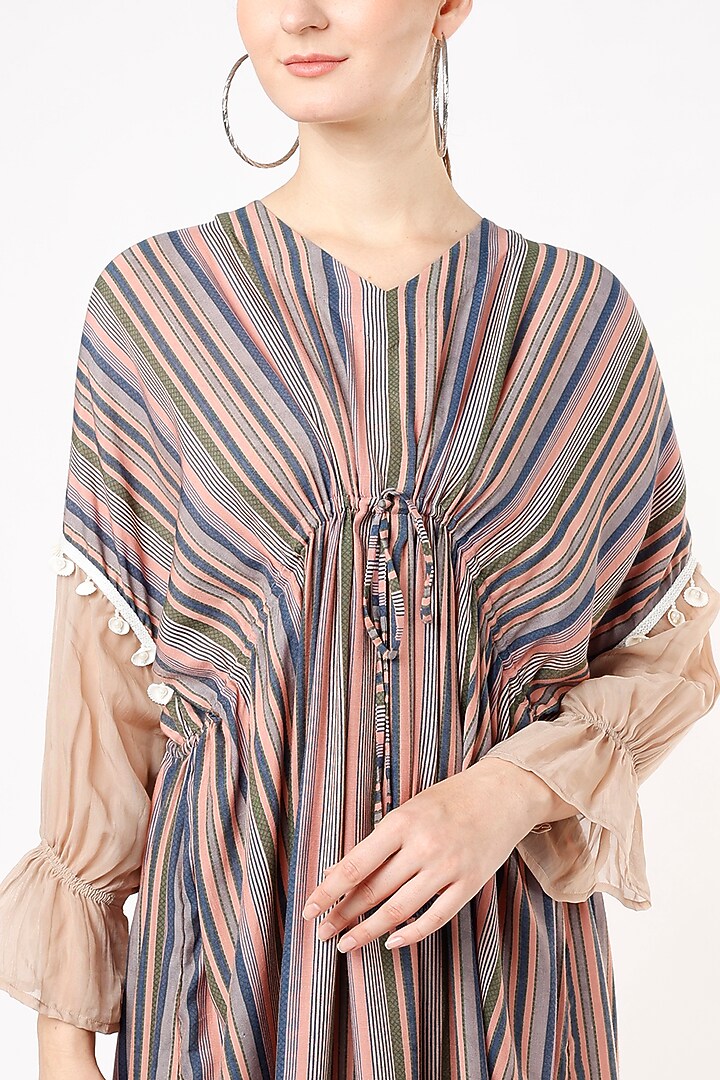 Cream Printed & Embellished Kaftan by Shanaya Bajaj at Pernia's Pop Up Shop