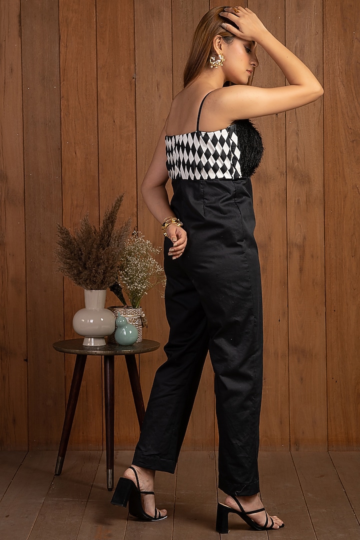 Black Cotton Stretch Jumpsuit by Shanaya Bajaj at Pernia's Pop Up Shop