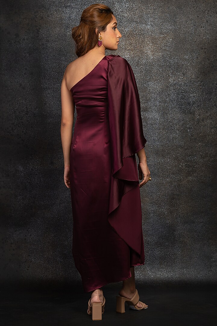Mauve Satin Silk Summer Dress by Shanaya Bajaj at Pernia's Pop Up Shop