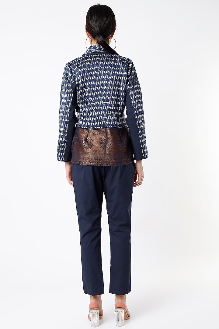 Navy Blue Silk Blazer Set by Shanaya Bajaj at Pernia's Pop Up Shop