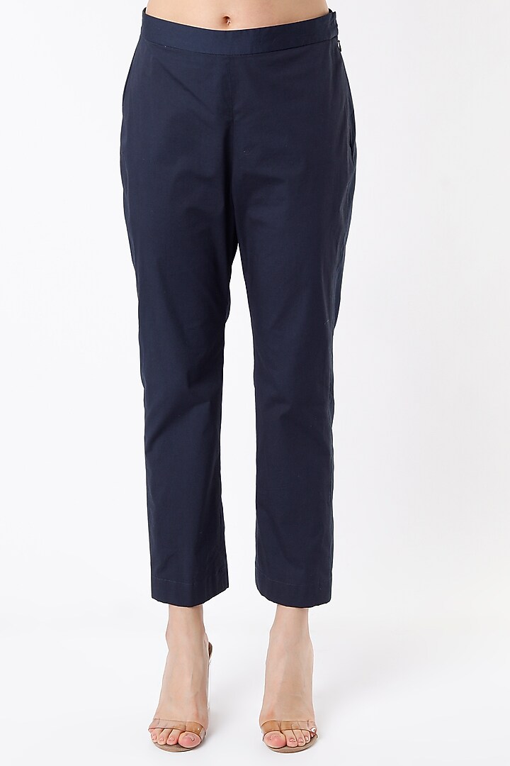 Navy Blue Silk Blazer Set by Shanaya Bajaj at Pernia's Pop Up Shop