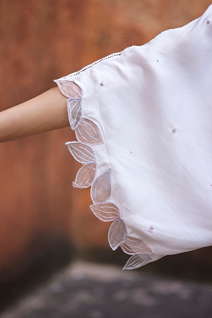 Grey Pure Silk Embroidered Summer Dress by Shay by Shubham Tak at Pernia's Pop Up Shop