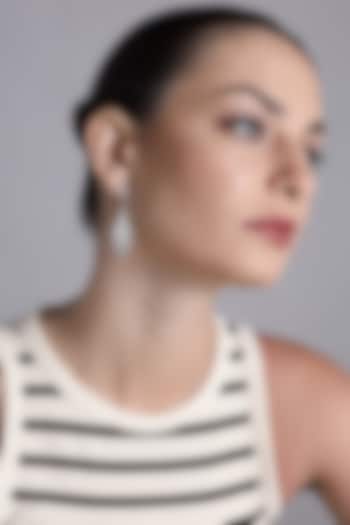 Silver Finish Zircon Dangler Earrings by Shaze Jewellery at Pernia's Pop Up Shop