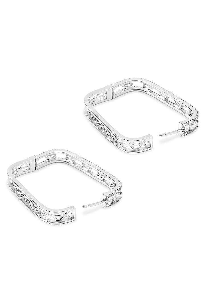 Silver Finish Zircon Hoop Earrings by Shaze Jewellery at Pernia's Pop Up Shop