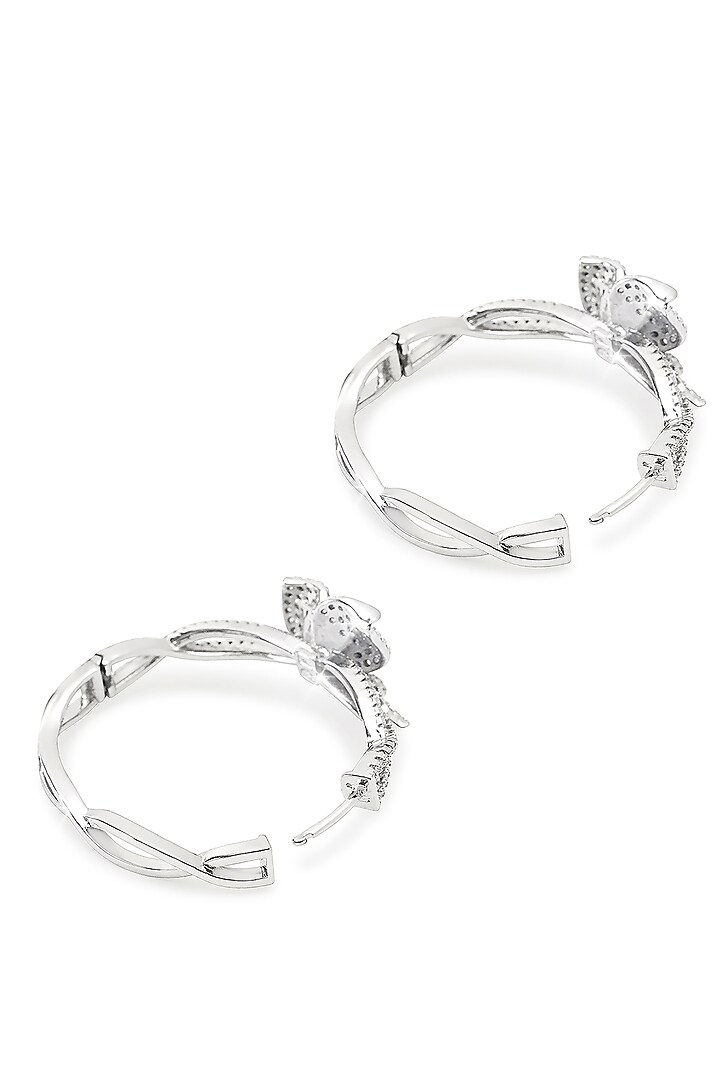 Silver Finish Zircon Hoop Earrings by Shaze Jewellery at Pernia's Pop Up Shop