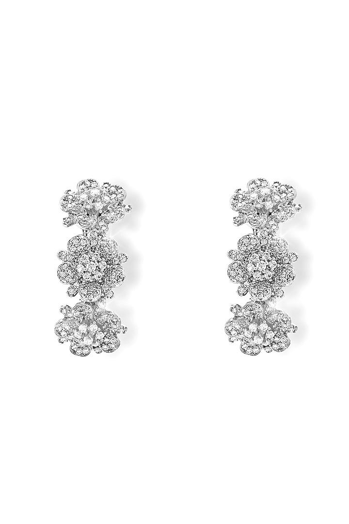 Silver Finish Zircon Hoop Earrings by Shaze Jewellery at Pernia's Pop Up Shop