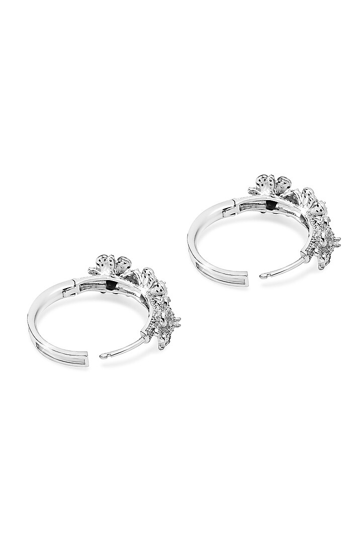 Silver Finish Zircon Hoop Earrings by Shaze Jewellery at Pernia's Pop Up Shop