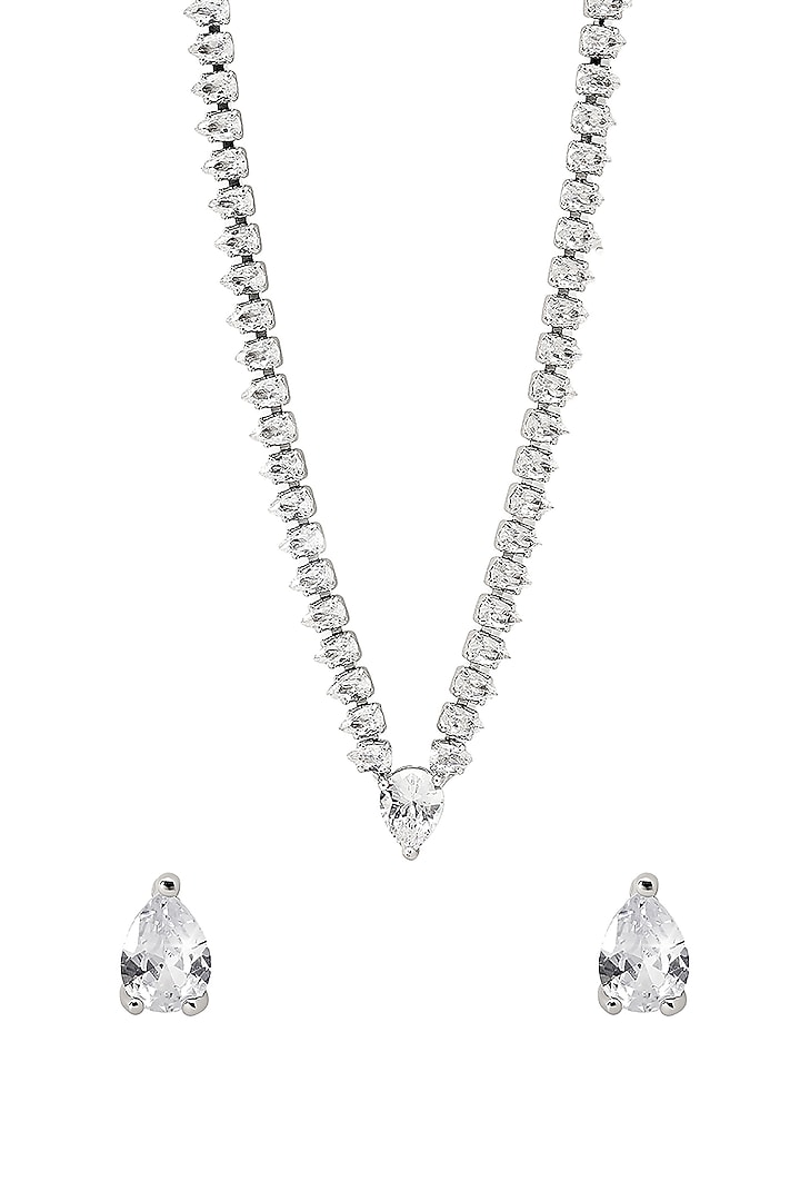 Flipkart Shaze Jewellery Online Silver Finish Zircon Necklace Set