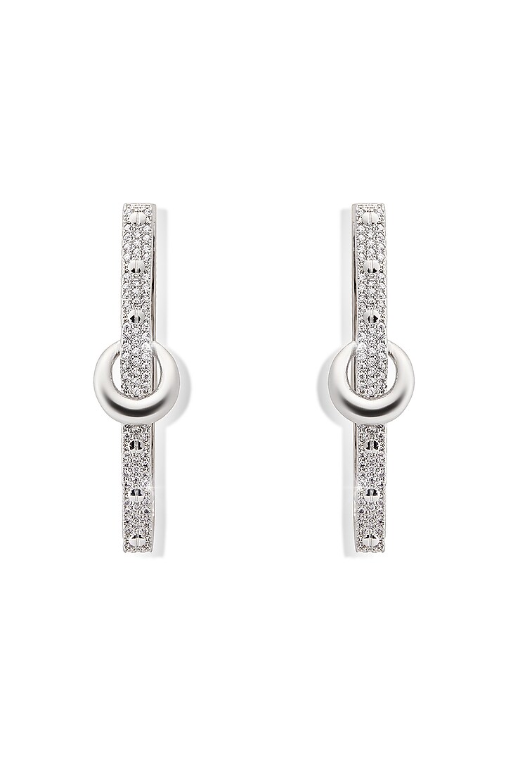 Silver Finish Zircon Hoop Earrings by Shaze Jewellery at Pernia's Pop Up Shop