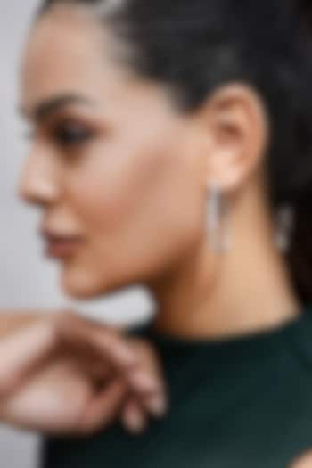 Silver Finish Zircon Hoop Earrings by Shaze Jewellery at Pernia's Pop Up Shop