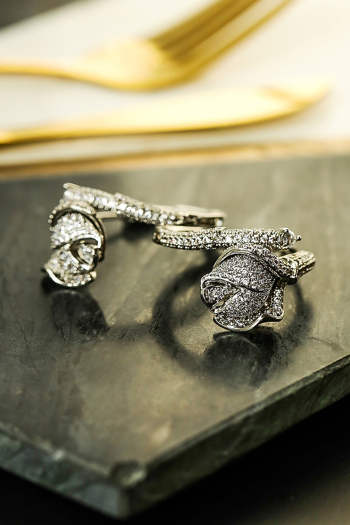 Silver Finish Zircon Hoop Earrings by Shaze Jewellery at Pernia's Pop Up Shop