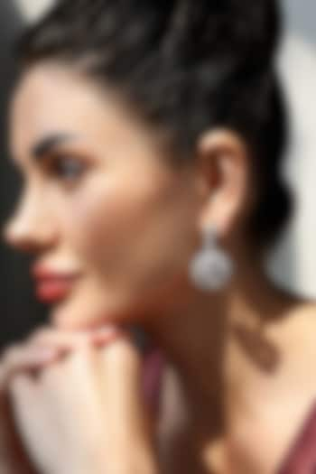 Silver Finish Zircon Dangler Earrings by Shaze Jewellery at Pernia's Pop Up Shop