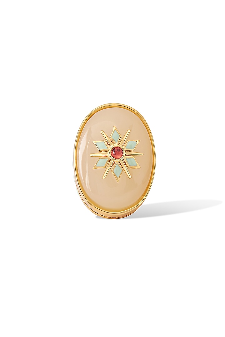 Yellow Gold Plated Zircon Ring by Shaze Jewellery at Pernia's Pop Up Shop
