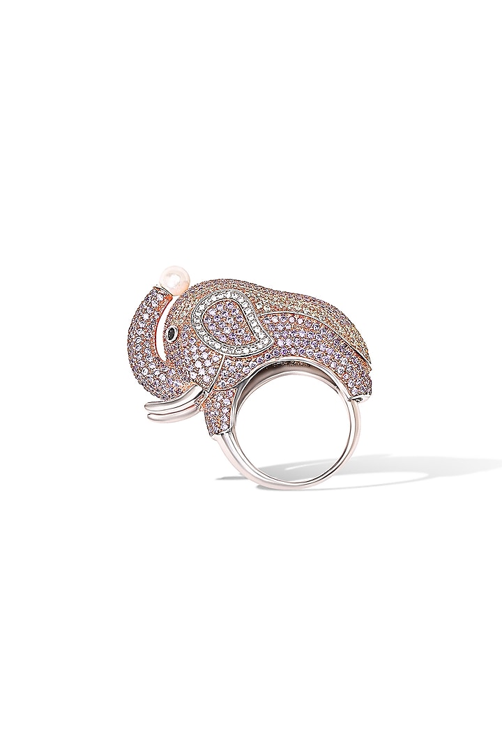 Gold Finish Zircon Infinity Tusk Ring by Shaze Jewellery at Pernia's Pop Up Shop