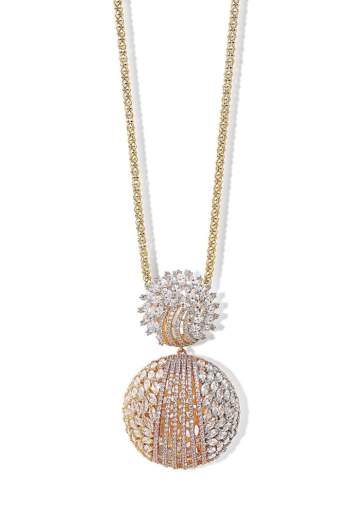 Gold Finish Zircon Polar Dream Pendant Necklace by Shaze Jewellery at Pernia's Pop Up Shop