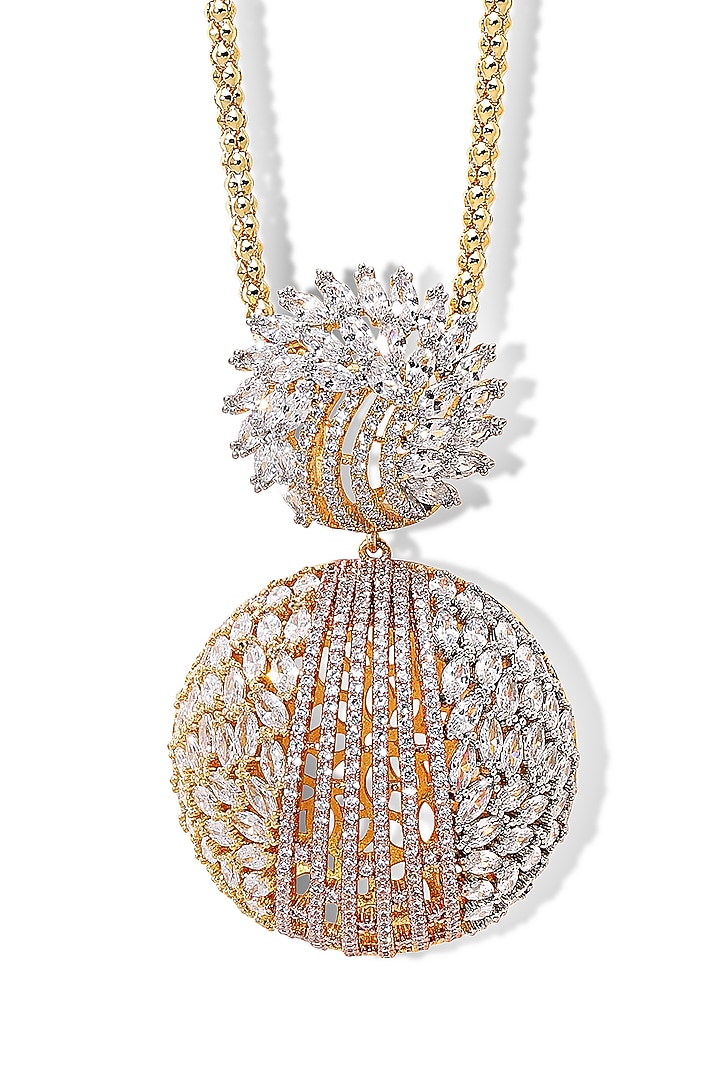 Gold Finish Zircon Polar Dream Pendant Necklace by Shaze Jewellery at Pernia's Pop Up Shop