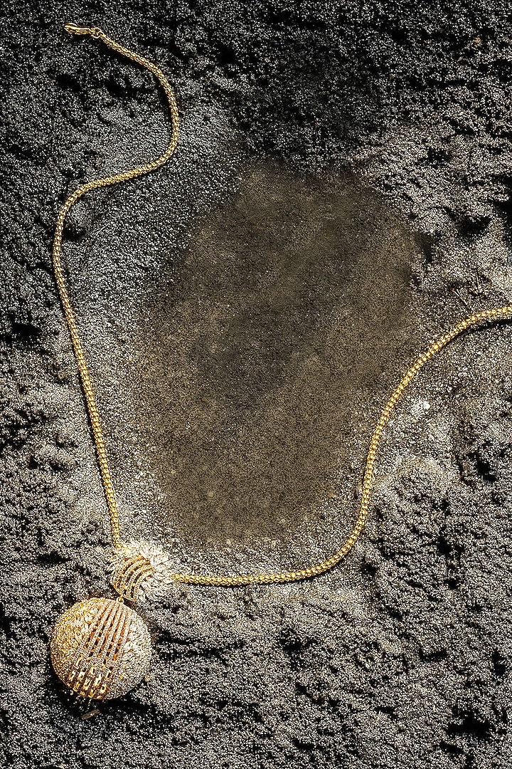 Gold Finish Zircon Polar Dream Pendant Necklace by Shaze Jewellery at Pernia's Pop Up Shop
