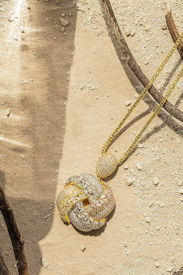 Gold Finish Zircon Ocean Heart Pendant Necklace by Shaze Jewellery at Pernia's Pop Up Shop