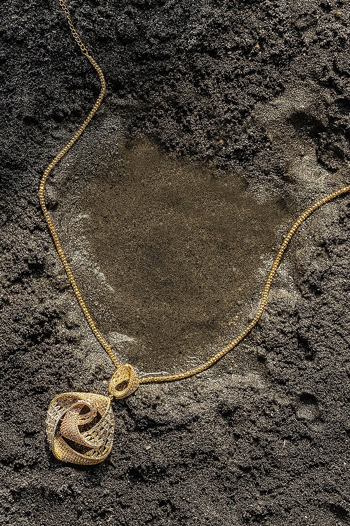 Gold Finish Zircon Astral Blossom Pendant Necklace by Shaze Jewellery at Pernia's Pop Up Shop