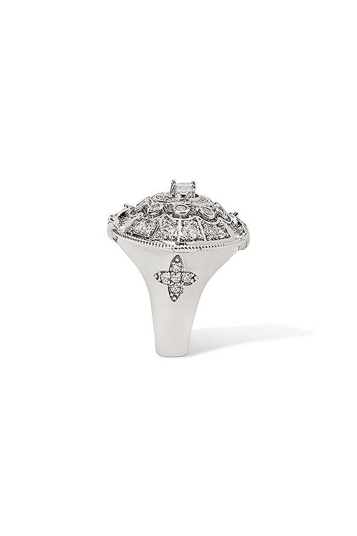 White Gold Finish Marquise Stone & Cubic Zirconia Ring by Shaze Jewellery at Pernia's Pop Up Shop
