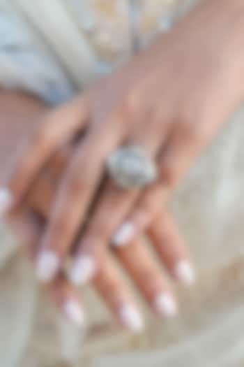 White Gold Finish Marquise Stone & Cubic Zirconia Ring by Shaze Jewellery at Pernia's Pop Up Shop