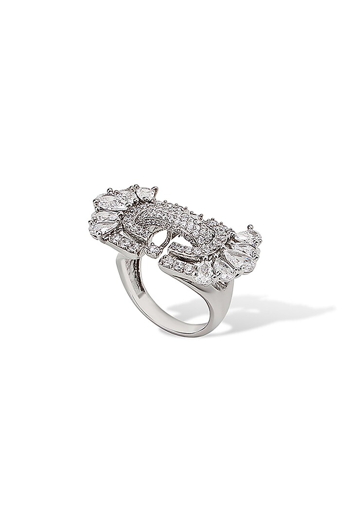 White Gold Finish Zircon Ring by Shaze Jewellery at Pernia's Pop Up Shop