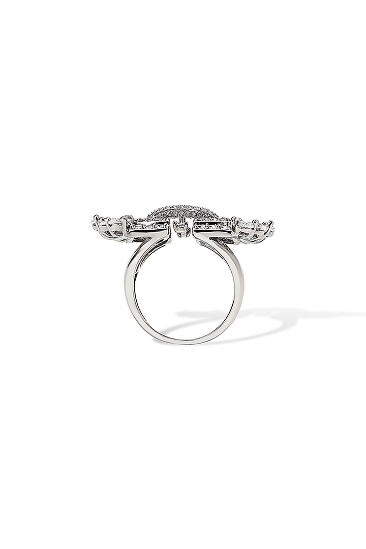 White Gold Finish Zircon Ring by Shaze Jewellery at Pernia's Pop Up Shop