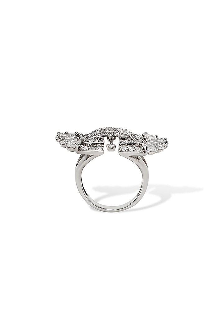 White Gold Finish Zircon Ring by Shaze Jewellery at Pernia's Pop Up Shop